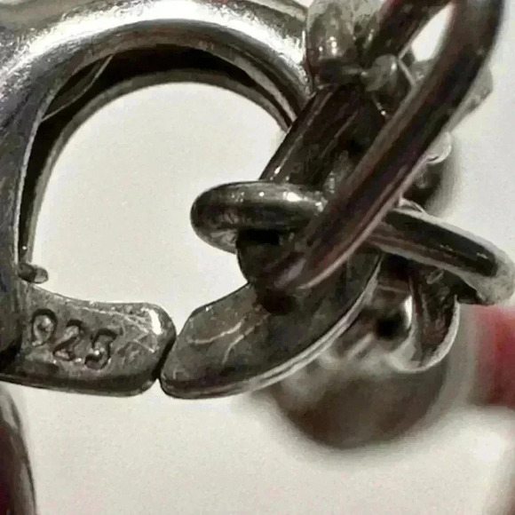 Joseph Esposito Red Leather and Sterling Heart Necklace Choker 15 to 17" EUC - Picture 7 of 7